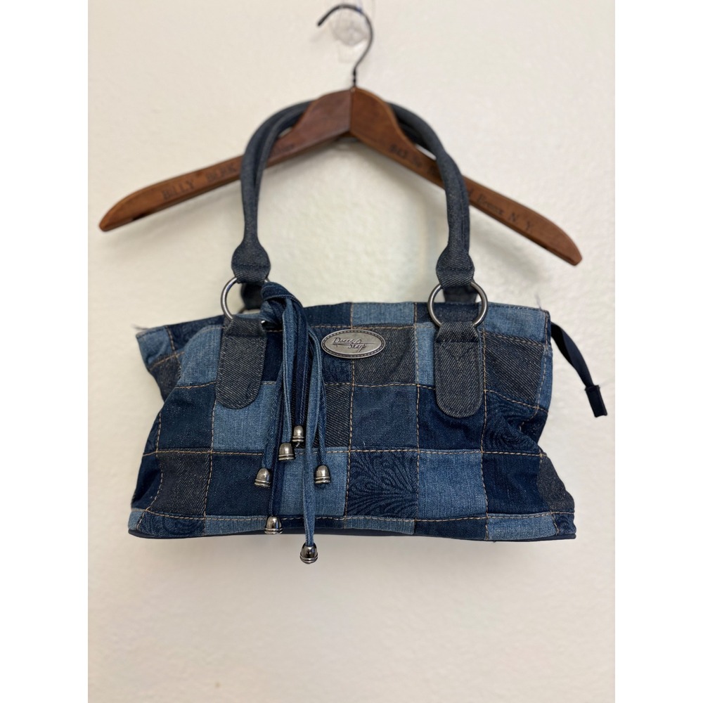 Donna Sharp Patchwork Denim Handbag Quilted Blue Small Purse Y2K Boho